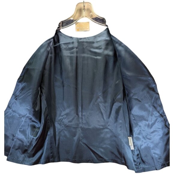 VTG Pendleton Women's Plaid 100% Virgin Wool Blazer Jacket Size 12 Navy & Cream - Picture 5 of 11